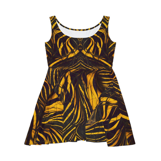 Golden Tiger Stripe Rave Skater Dress