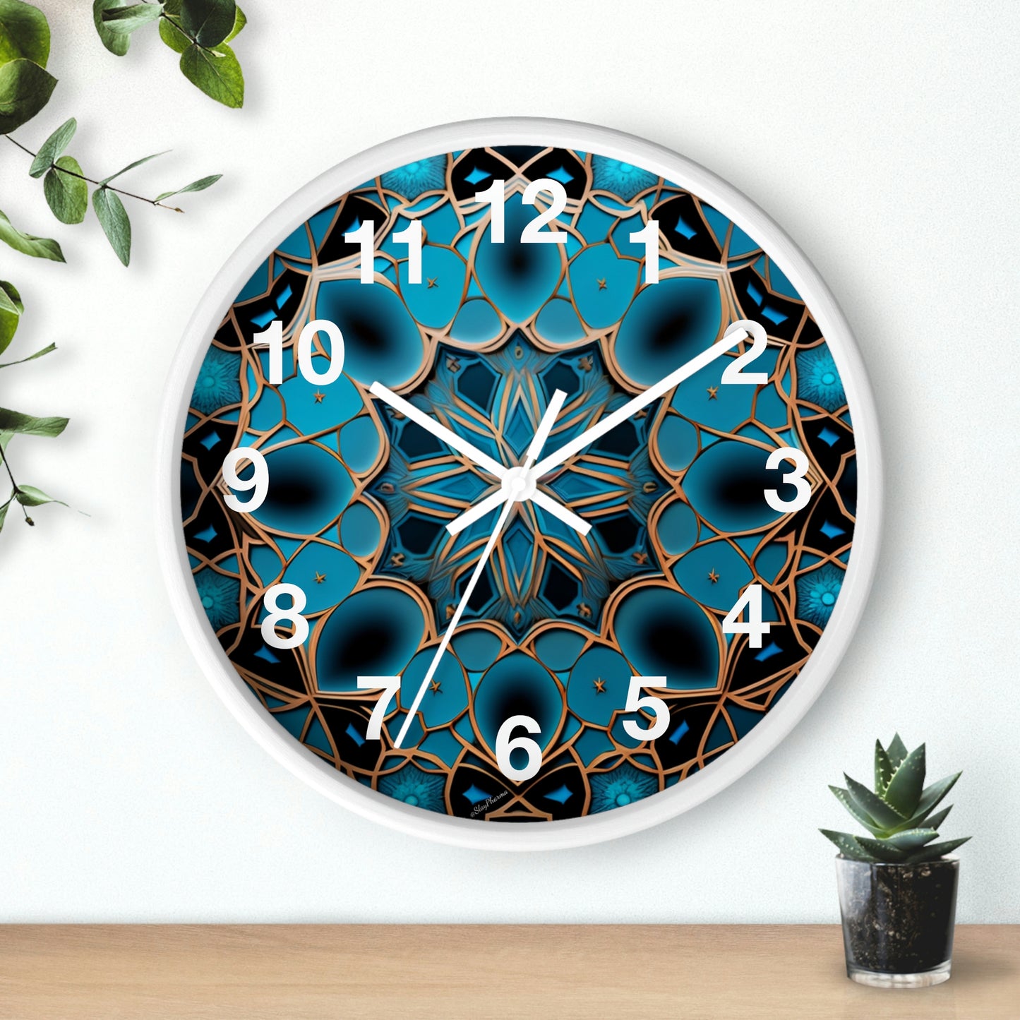 Muqarnas pattern Wall Clock #2 w/ numbers