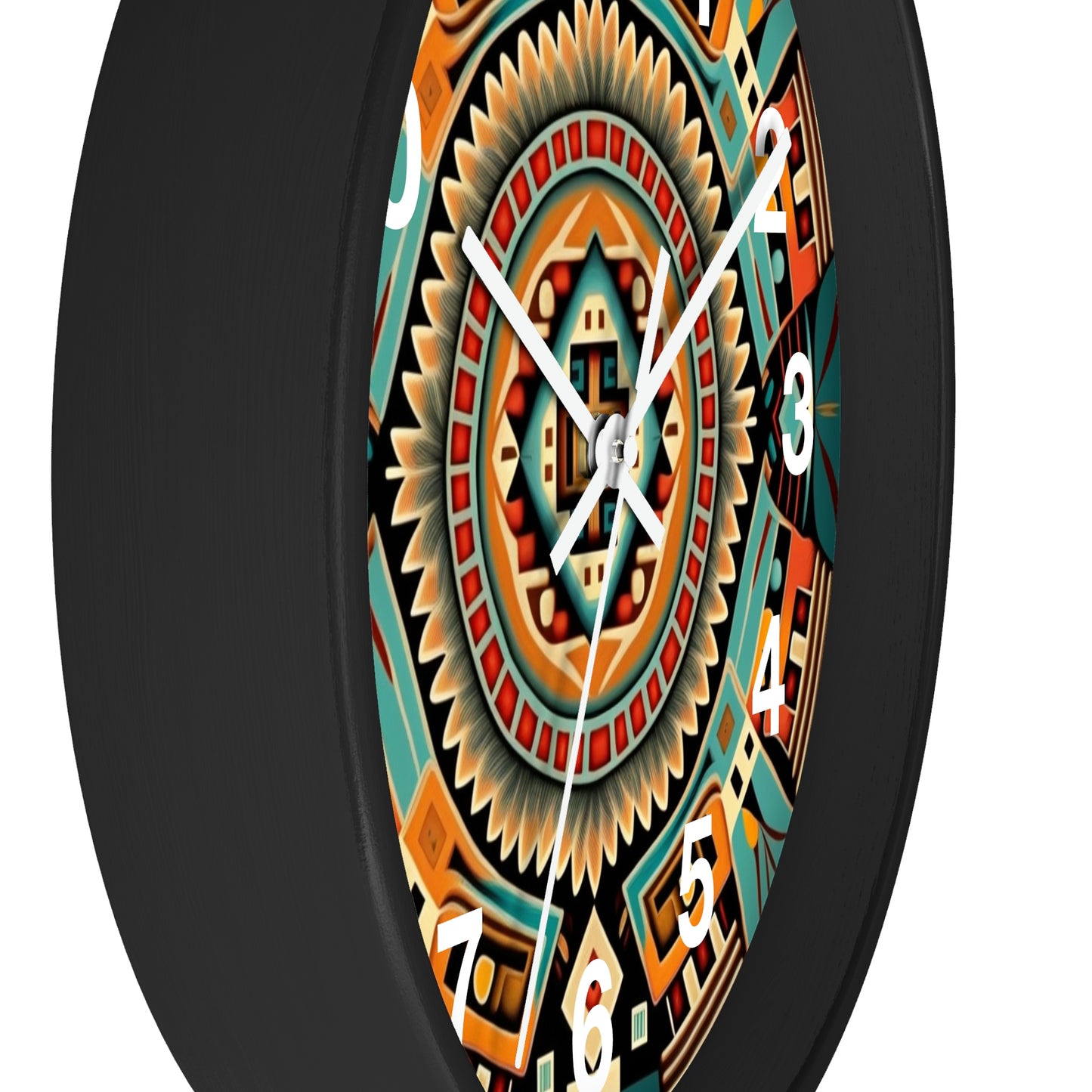 Native American pattern Wall Clock #4 w/ numbers