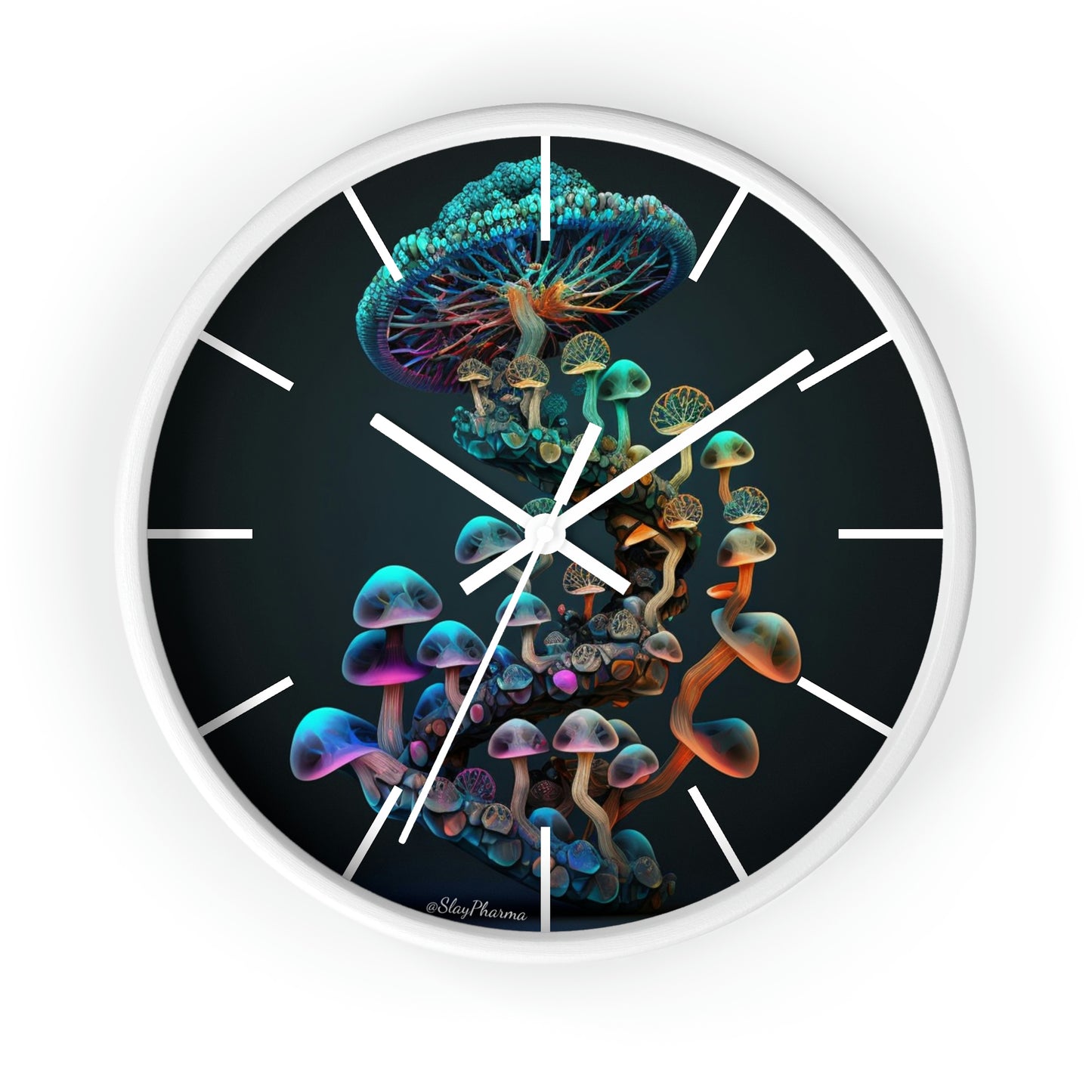 Infinite Mushroom DNA Wall Clock #3 w/ lines