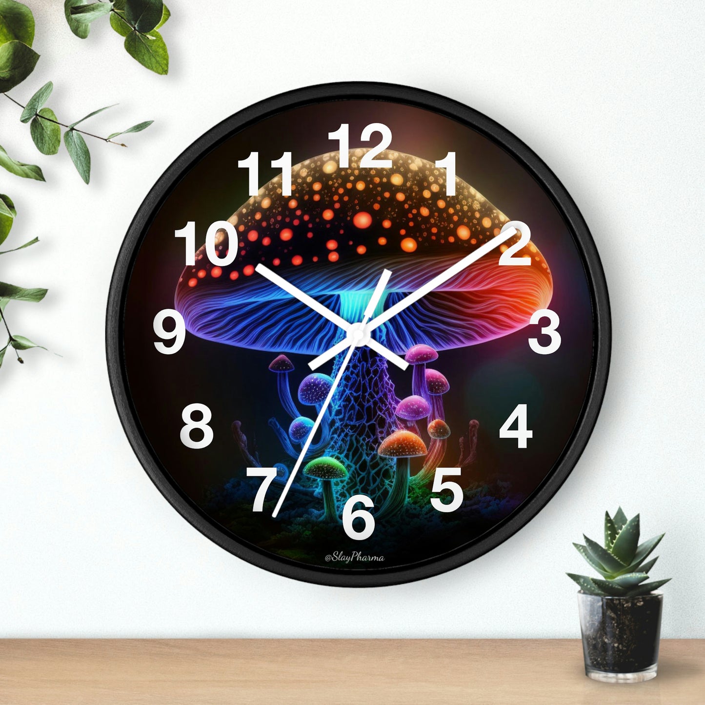 Glowing Mushroom Wall Clock w/ numbers