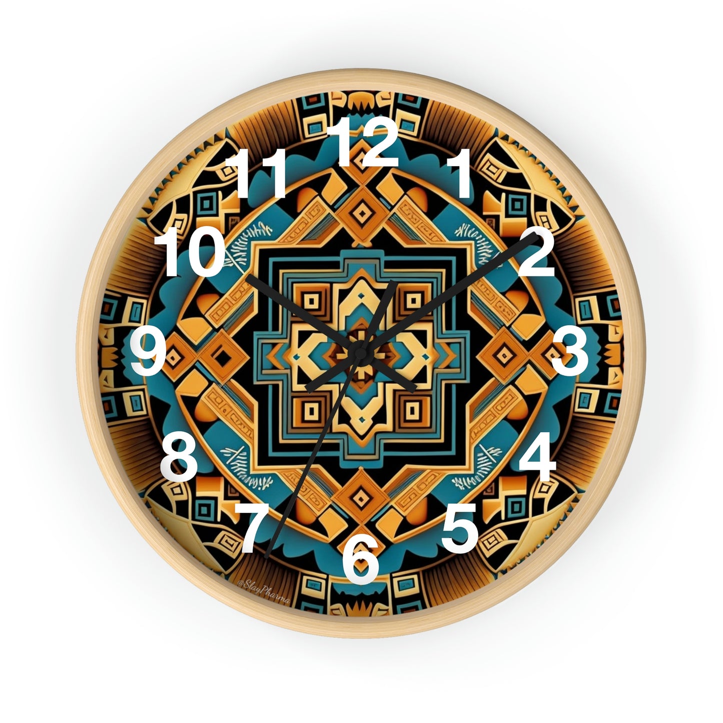 Native American pattern Wall Clock #3 w/ numbers