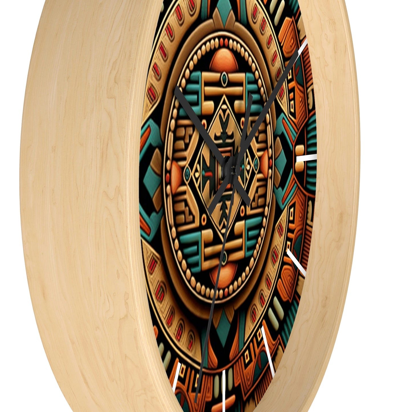 Native American pattern Wall Clock #2 w/ lines