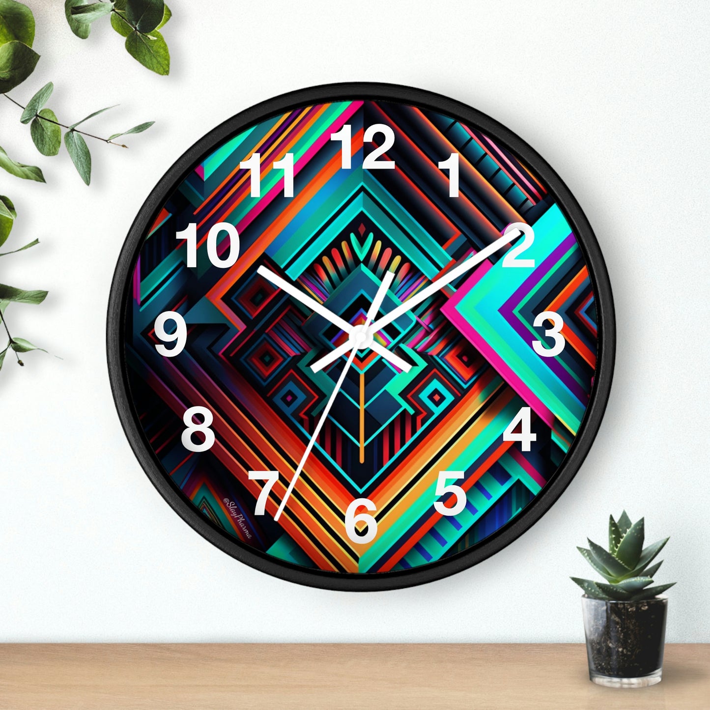 Geometric Wall Clock #1 w/ numbers