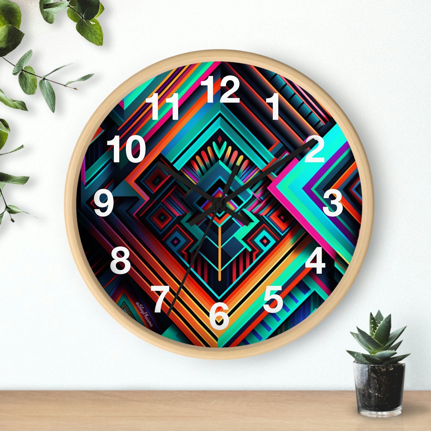 Geometric Wall Clock #1 w/ numbers