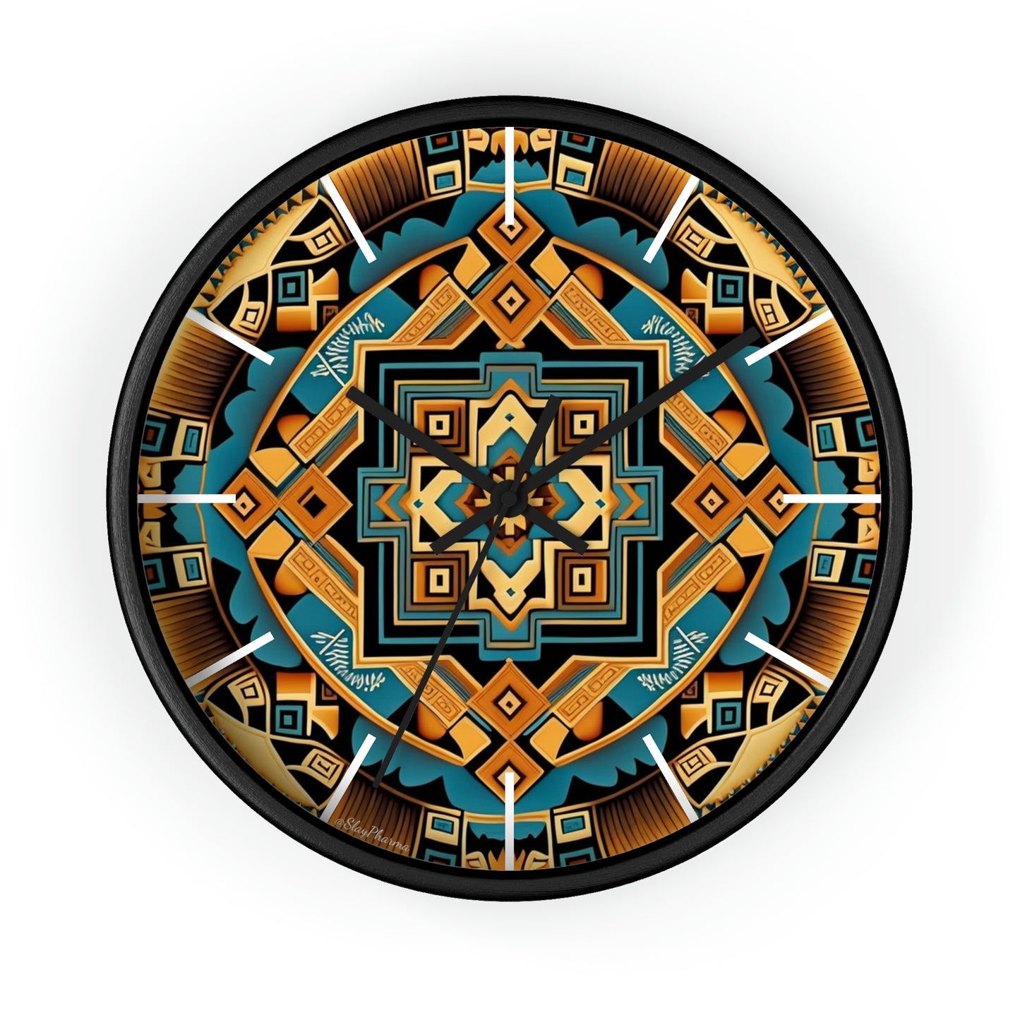 Native American pattern Wall Clock #3 w/ lines