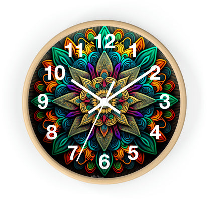 Mandala pattern Wall Clock #2 w/ numbers