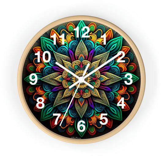 Mandala pattern Wall Clock #2 w/ numbers