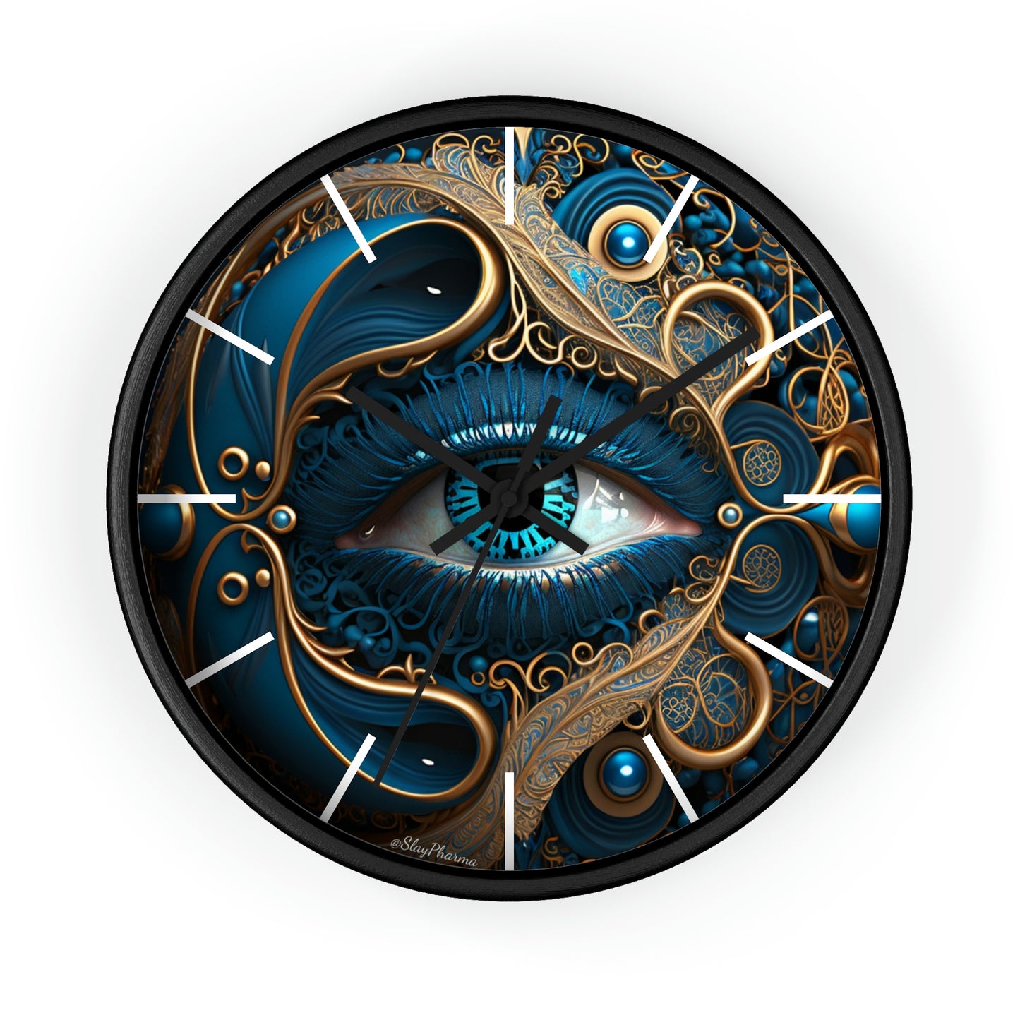 Peacock Dreamer Wall Clock #2 w/ lines