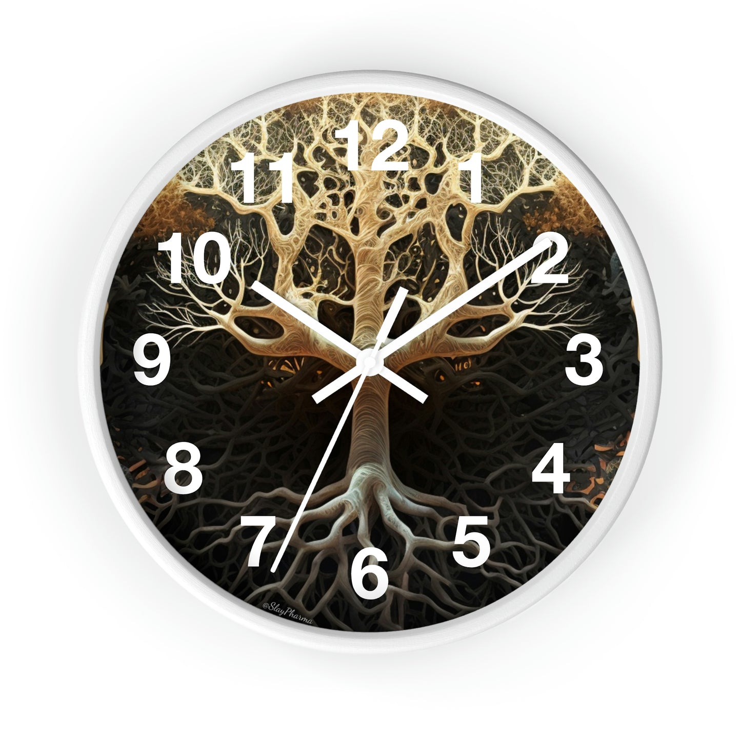 Mycelium Tree Roots Wall Clock w/ numbers