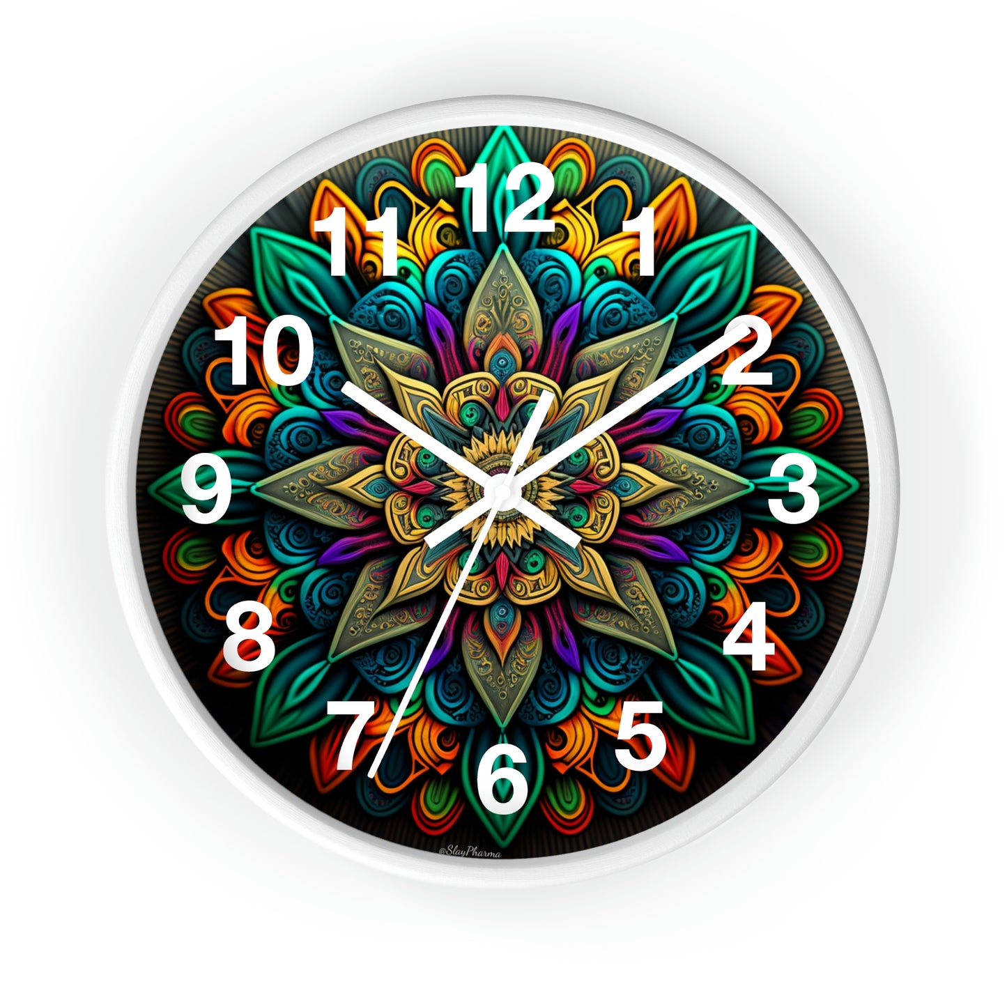 Mandala pattern Wall Clock #2 w/ numbers