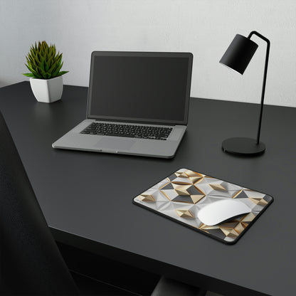 White and Gold Geometric Pattern Mouse Pad #2