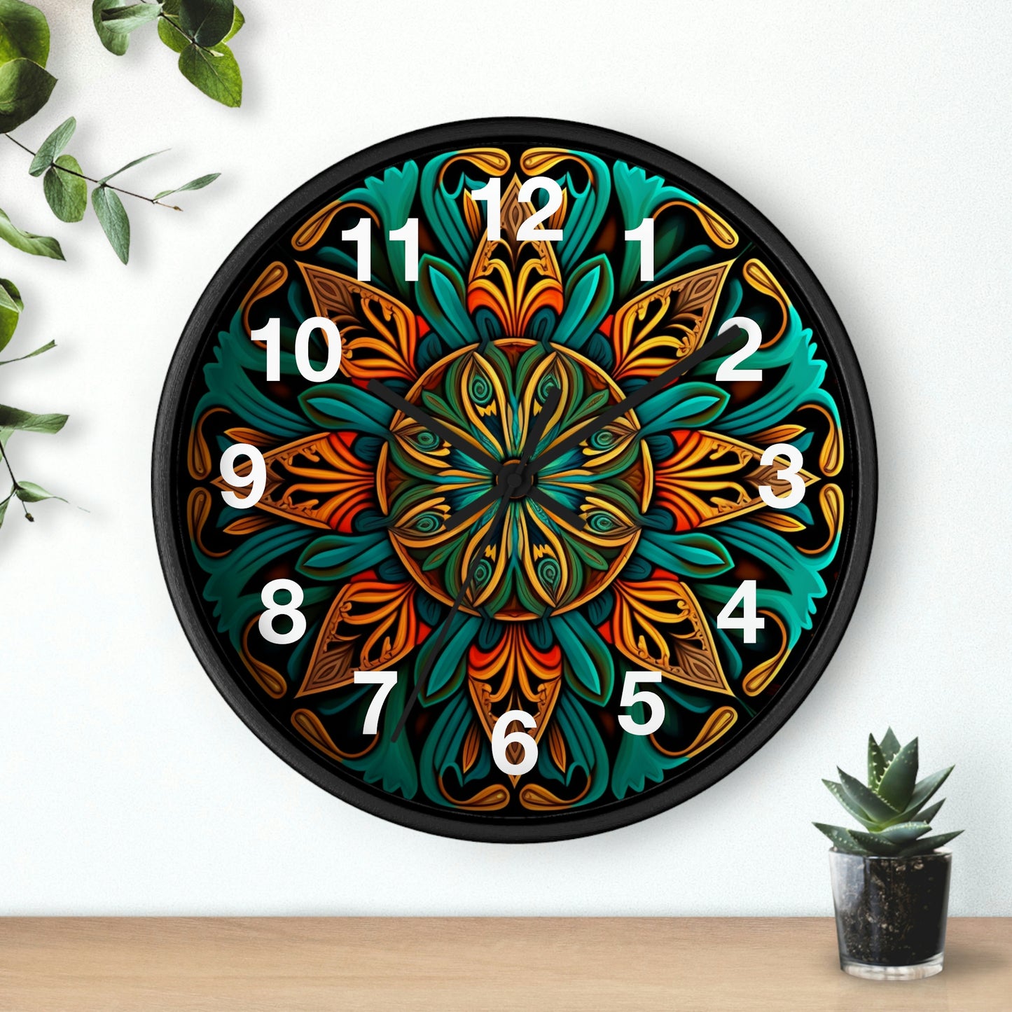 Mandala Wall Clock w/ numbers