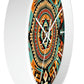 Native American pattern Wall Clock #4 w/ lines