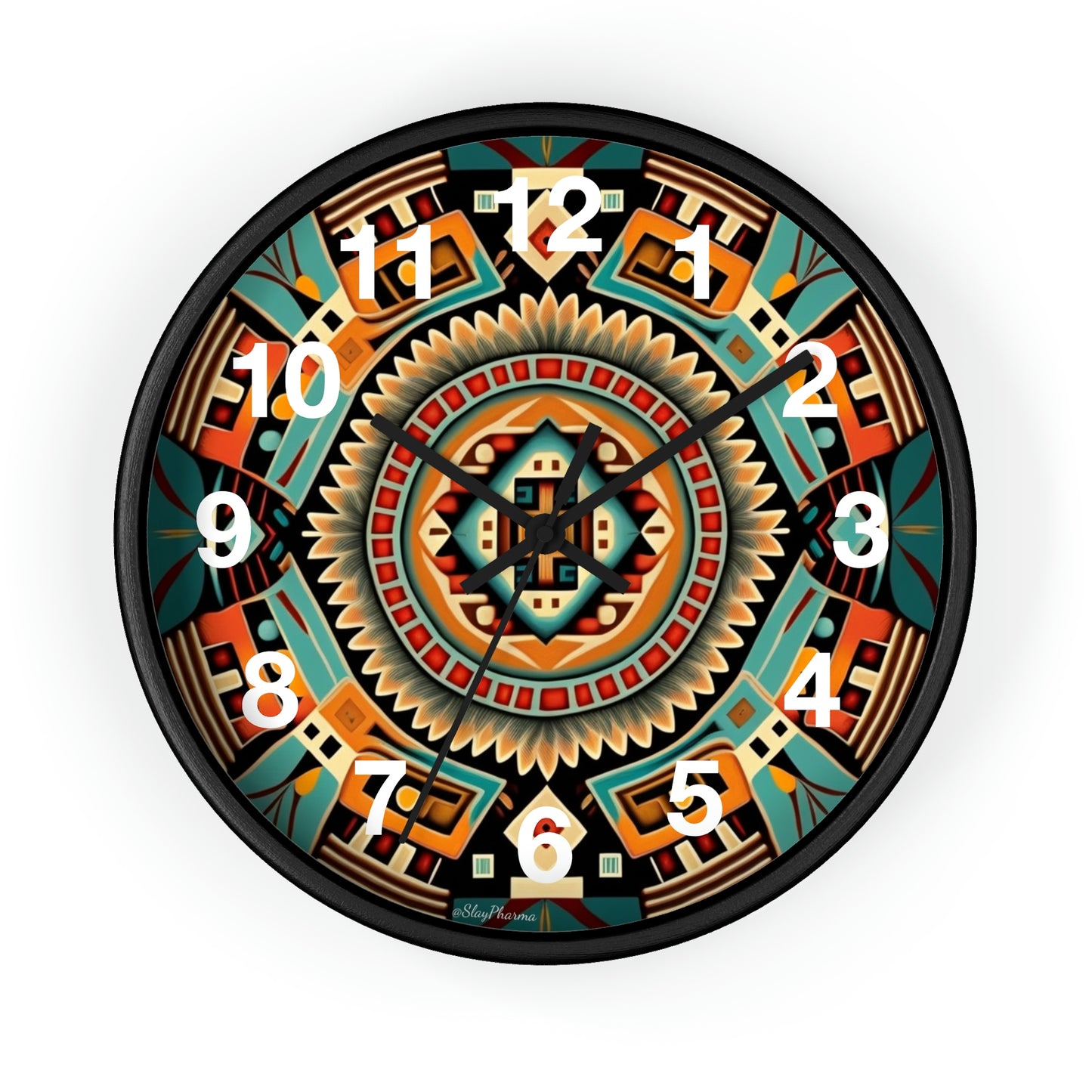 Native American pattern Wall Clock #4 w/ numbers