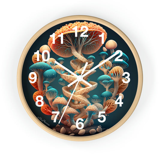 Infinite Mushroom DNA Wall Clock #2 w/ numbers