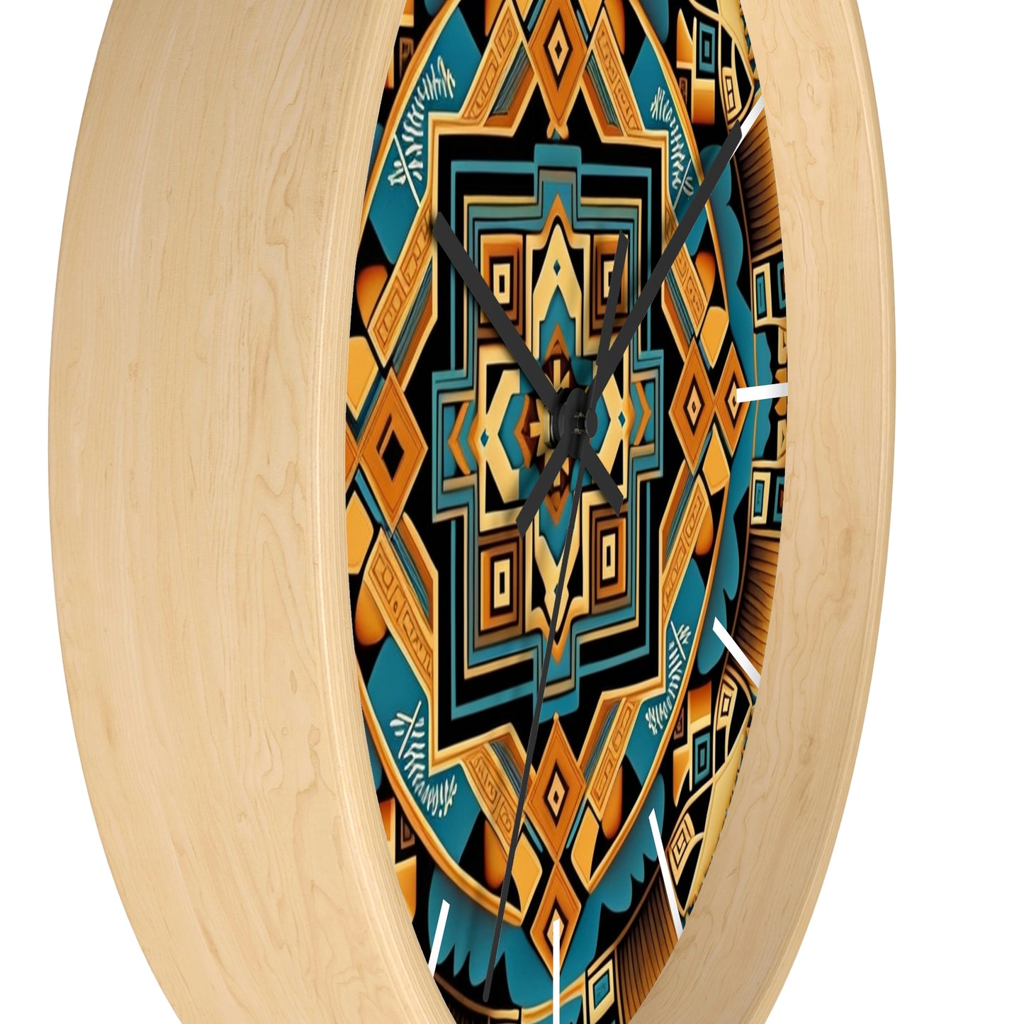 Native American pattern Wall Clock #3 w/ lines