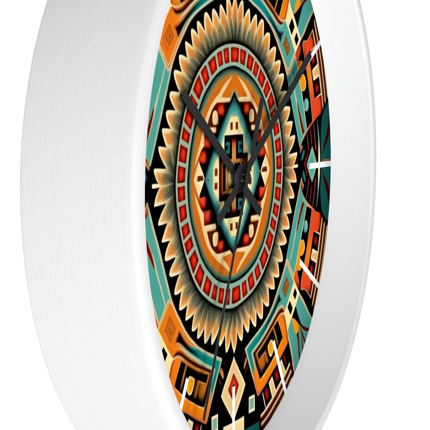 Native American pattern Wall Clock #4 w/ lines