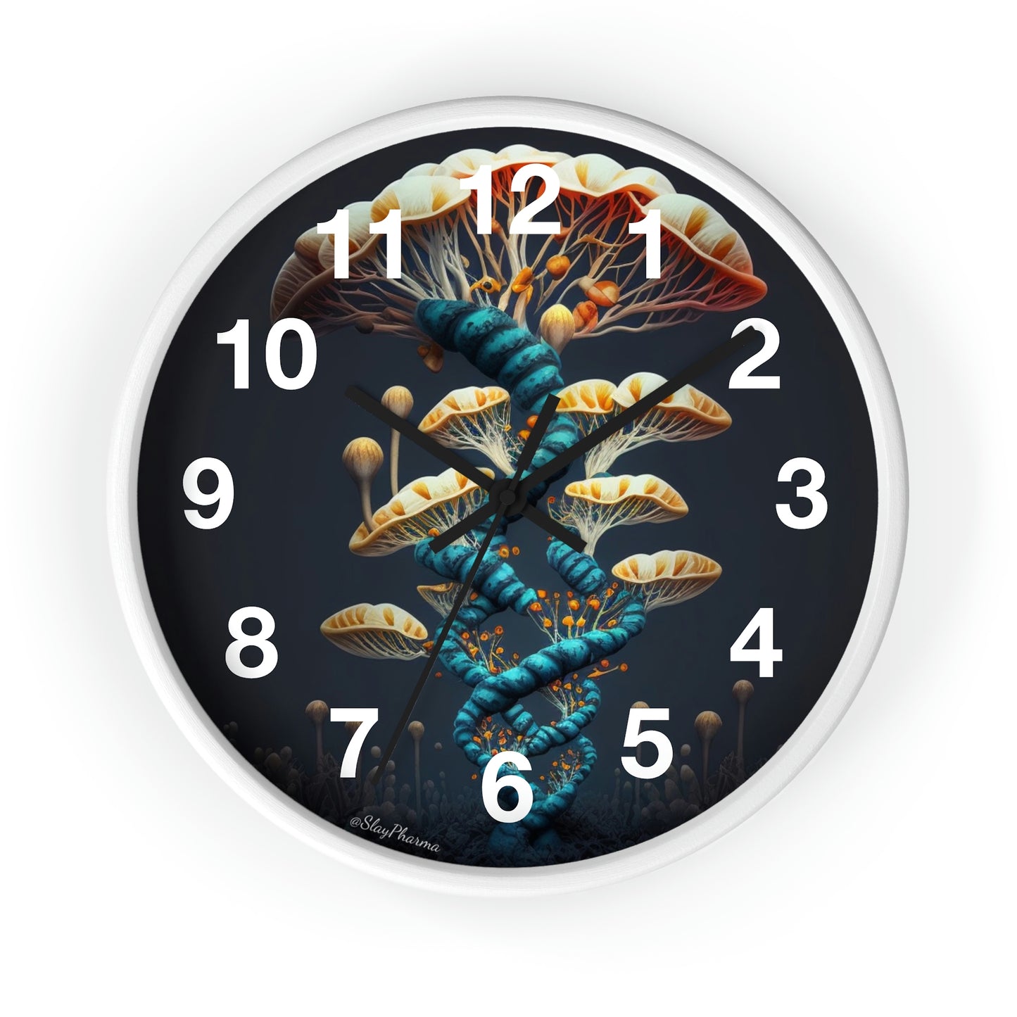 Infinite Mushroom DNA Wall Clock w/ numbers