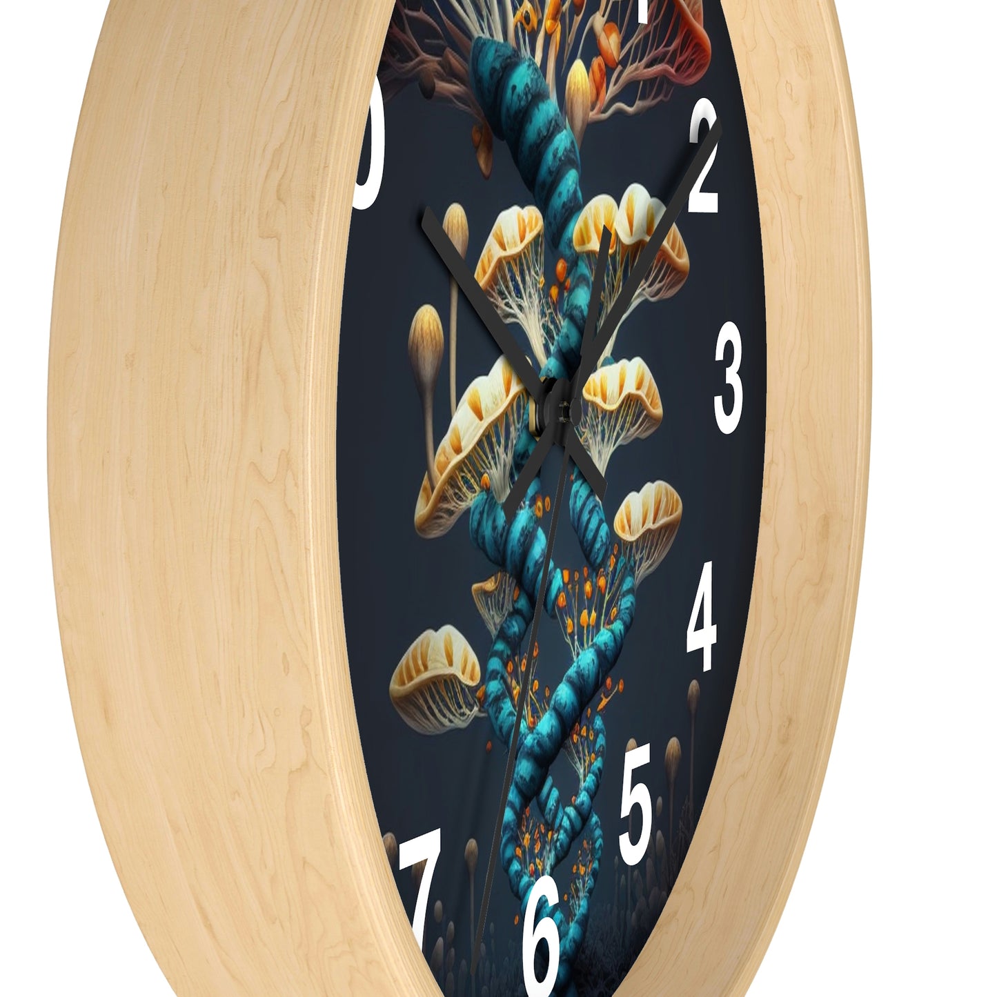 Infinite Mushroom DNA Wall Clock w/ numbers