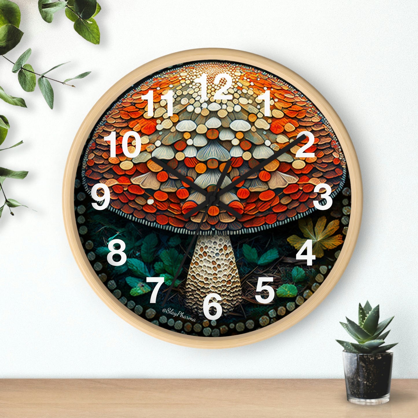 Once Upon a Mushroom Wall Clock w/ numbers