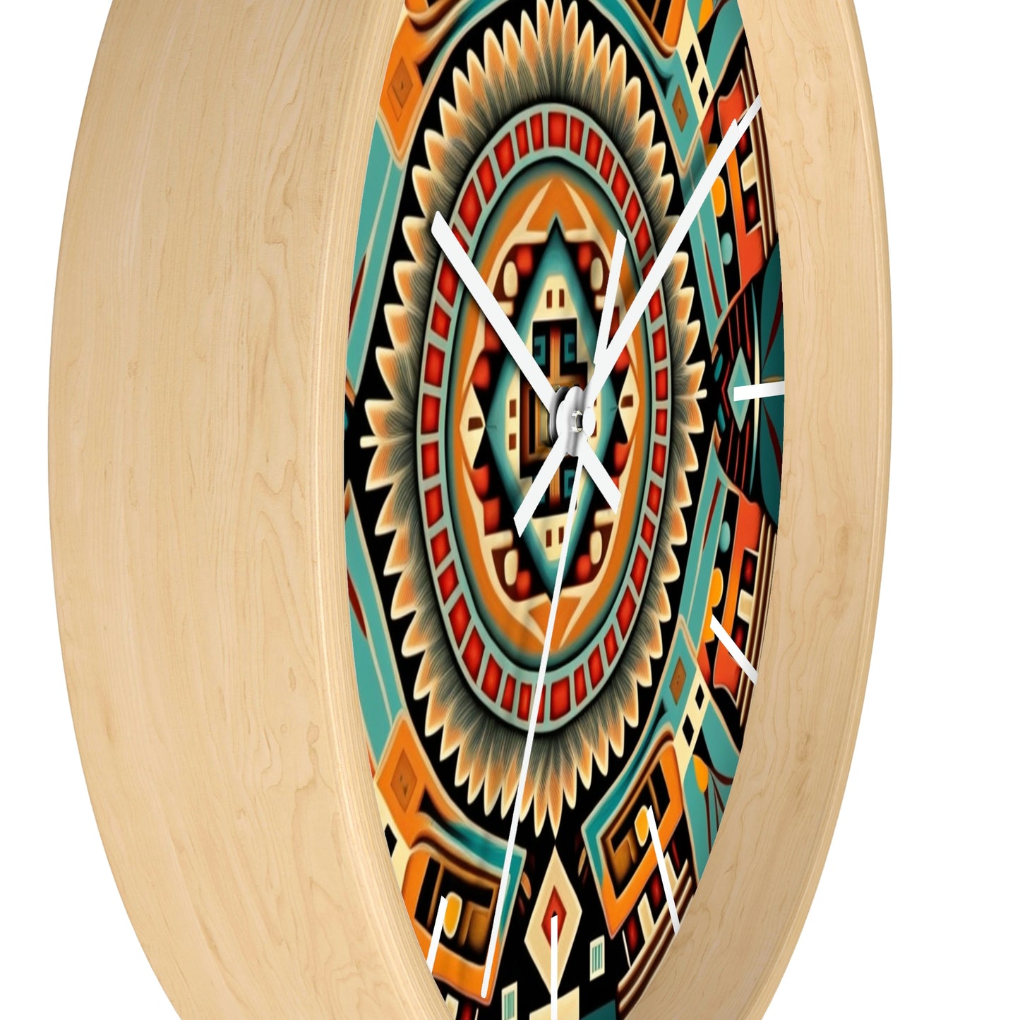 Native American pattern Wall Clock #4 w/ lines