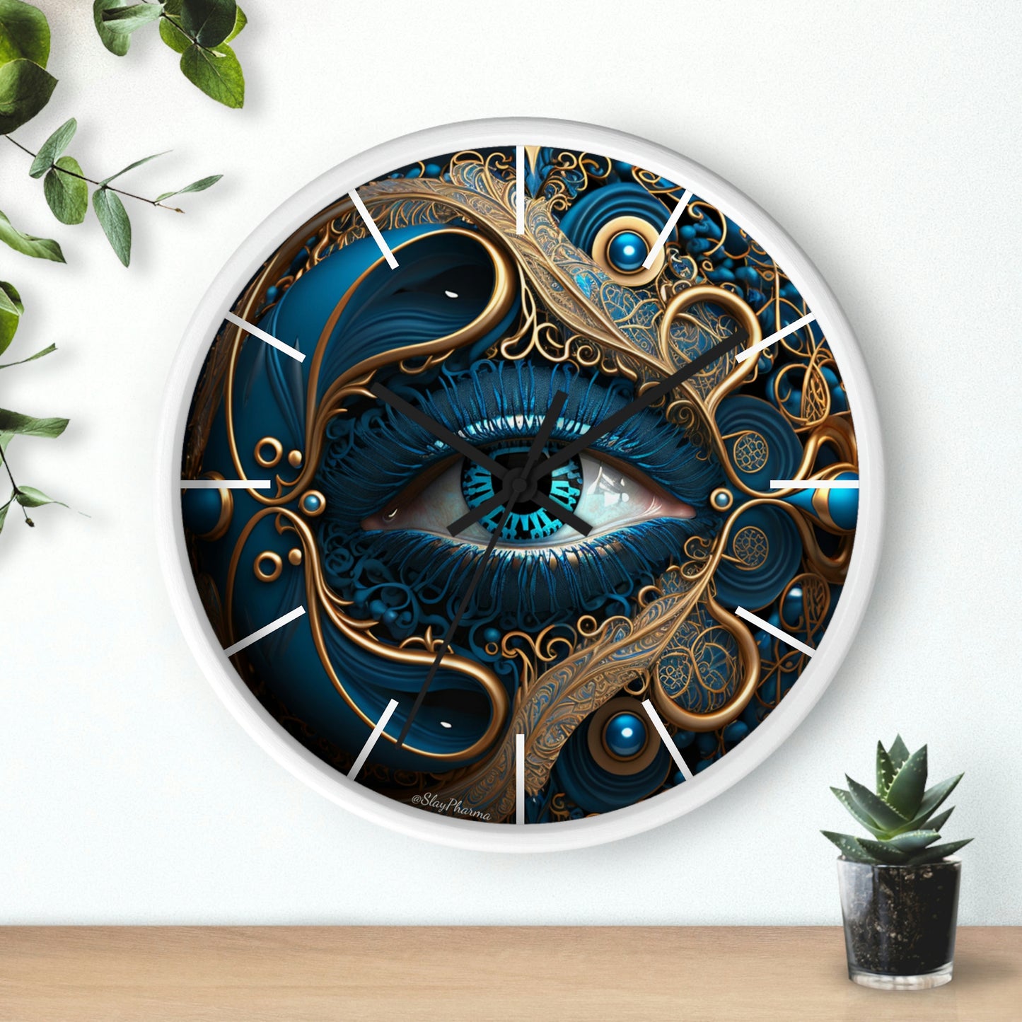 Peacock Dreamer Wall Clock #2 w/ lines