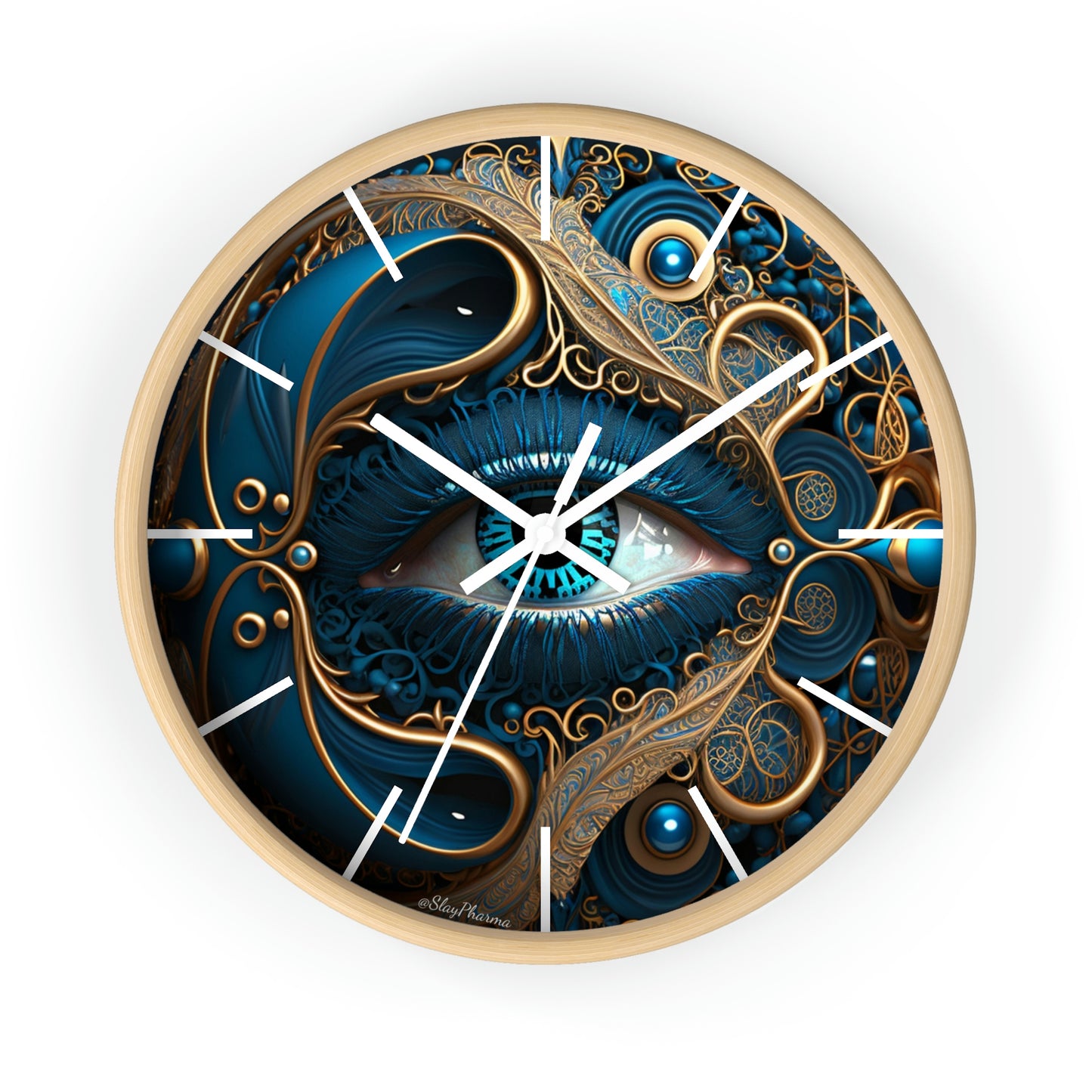 Peacock Dreamer Wall Clock #2 w/ lines