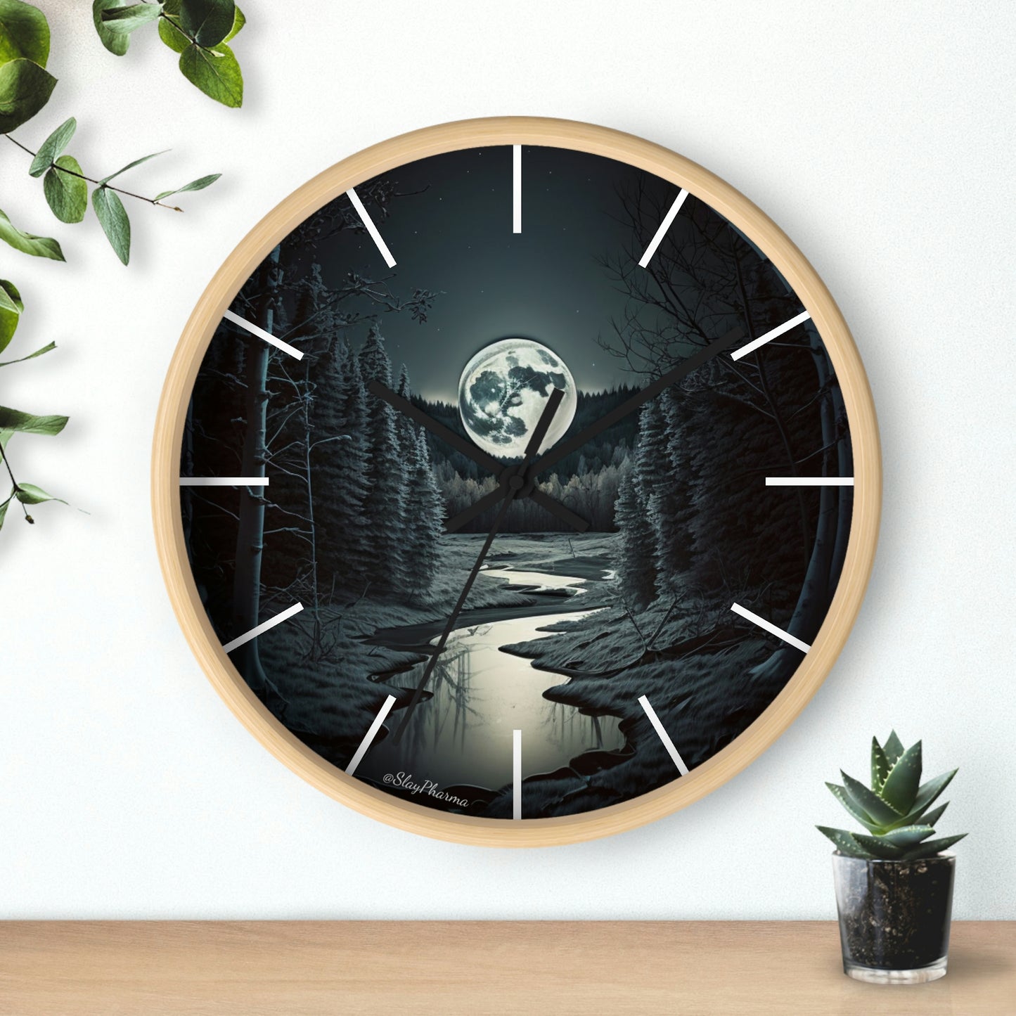 Moonrise Wall Clock #1 w/ lines