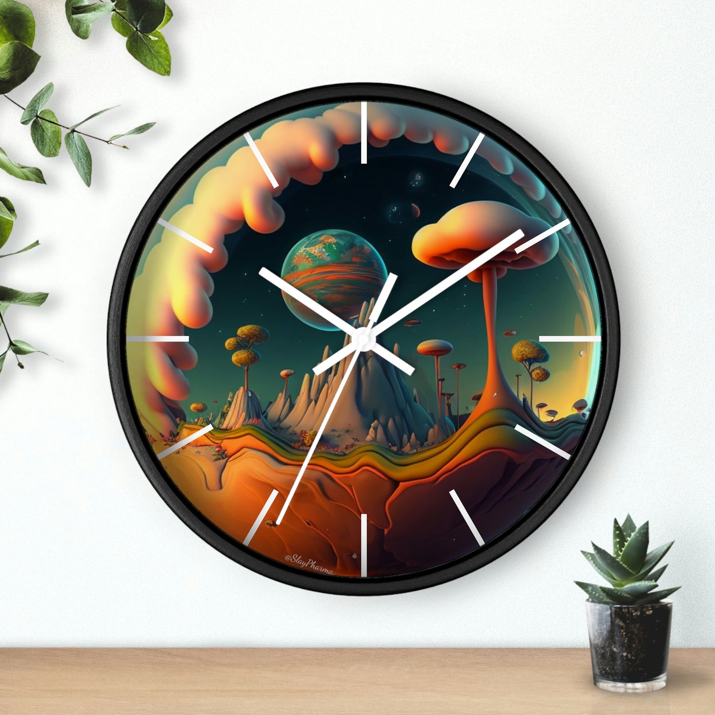 Other Worlds Wall Clock #4 w/ lines