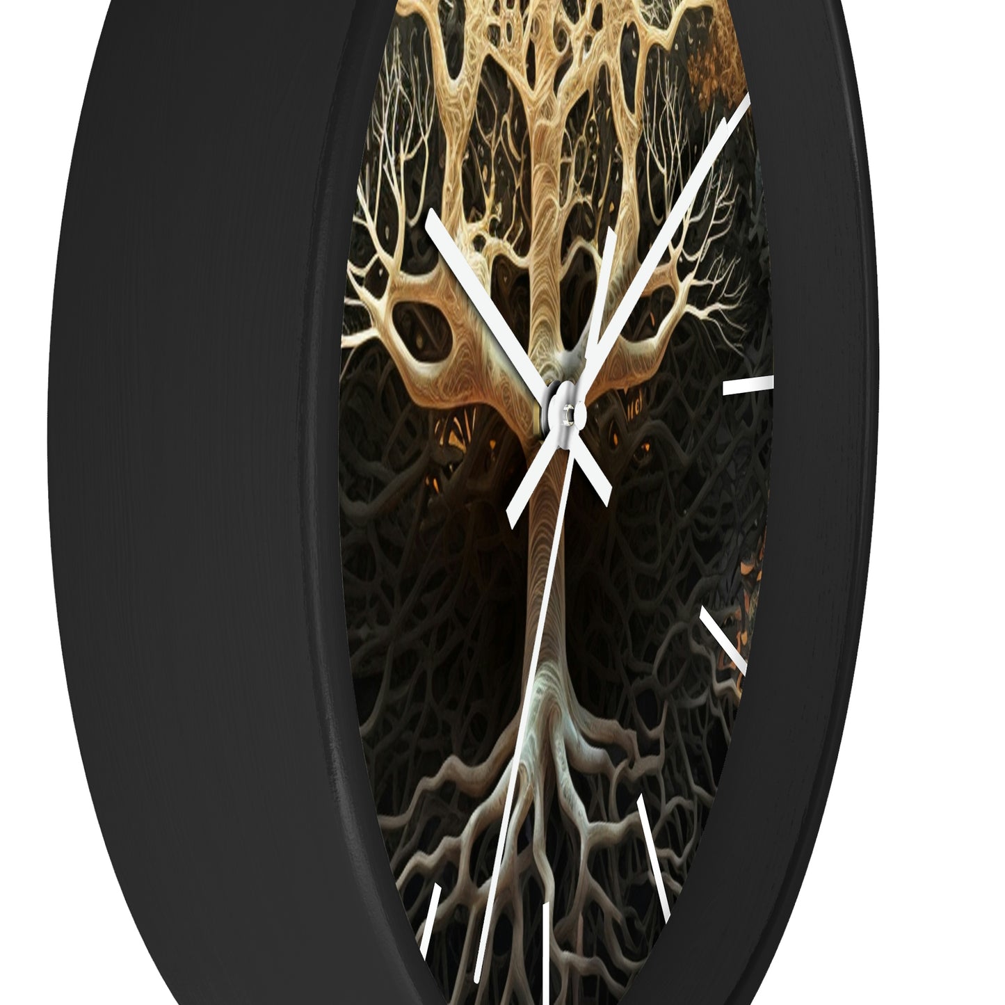 Mycelium Tree Roots Wall Clock w/ lines