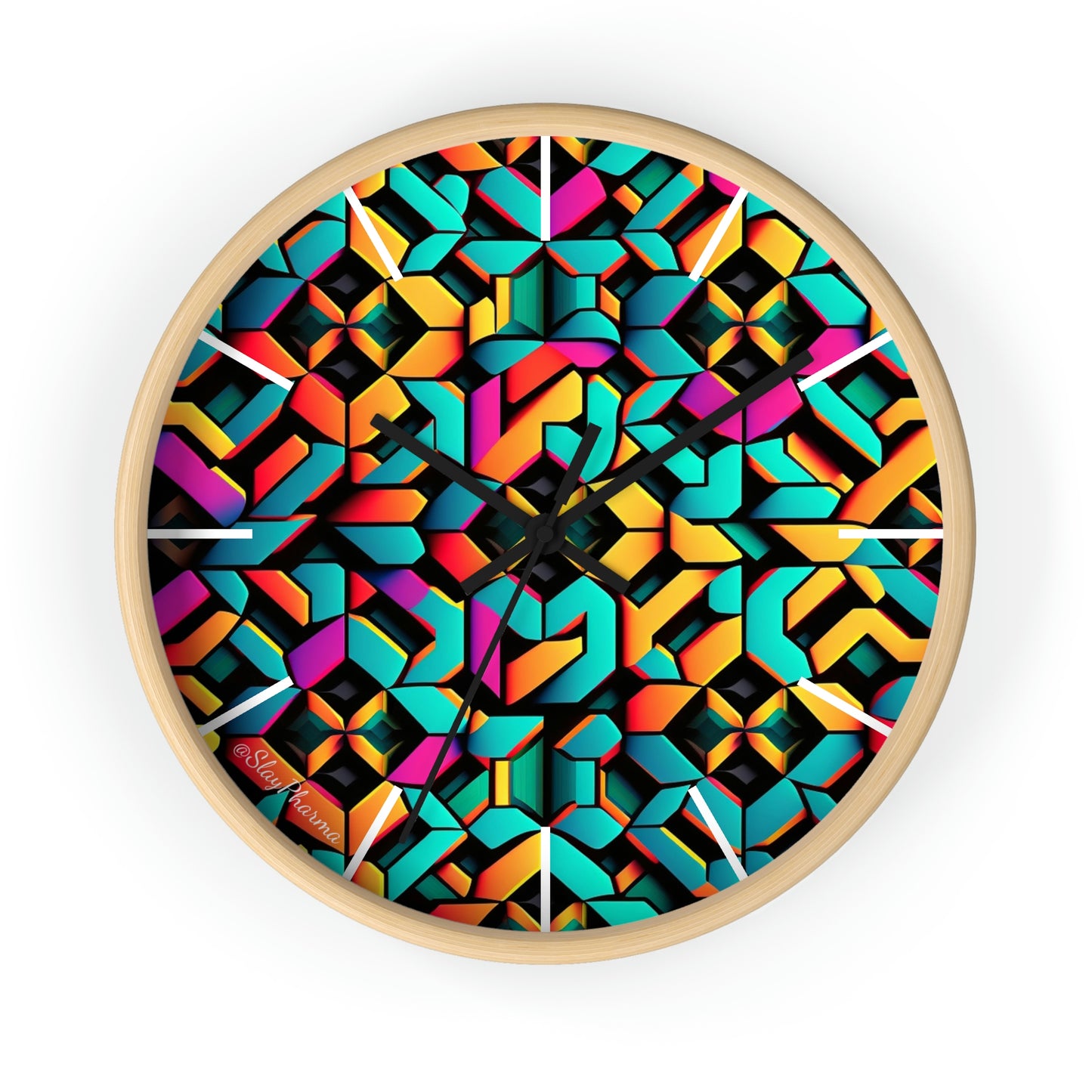 Geometric Wall Clock #2 w/ lines