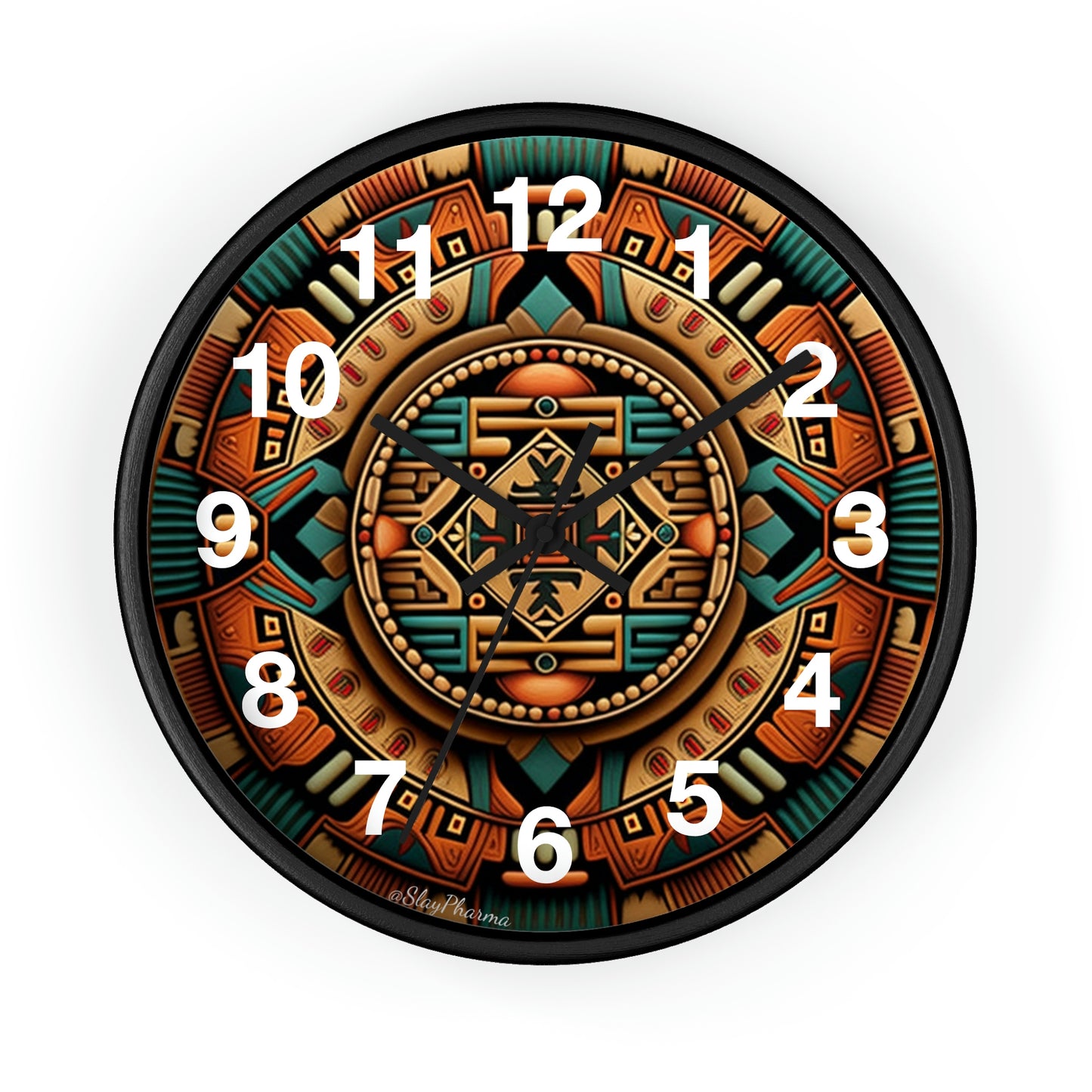 Native American pattern Wall Clock #2 w/ numbers