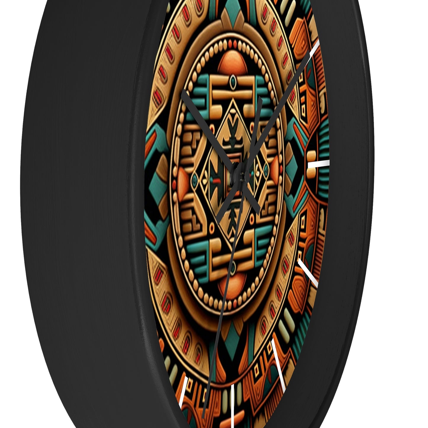 Native American pattern Wall Clock #2 w/ lines