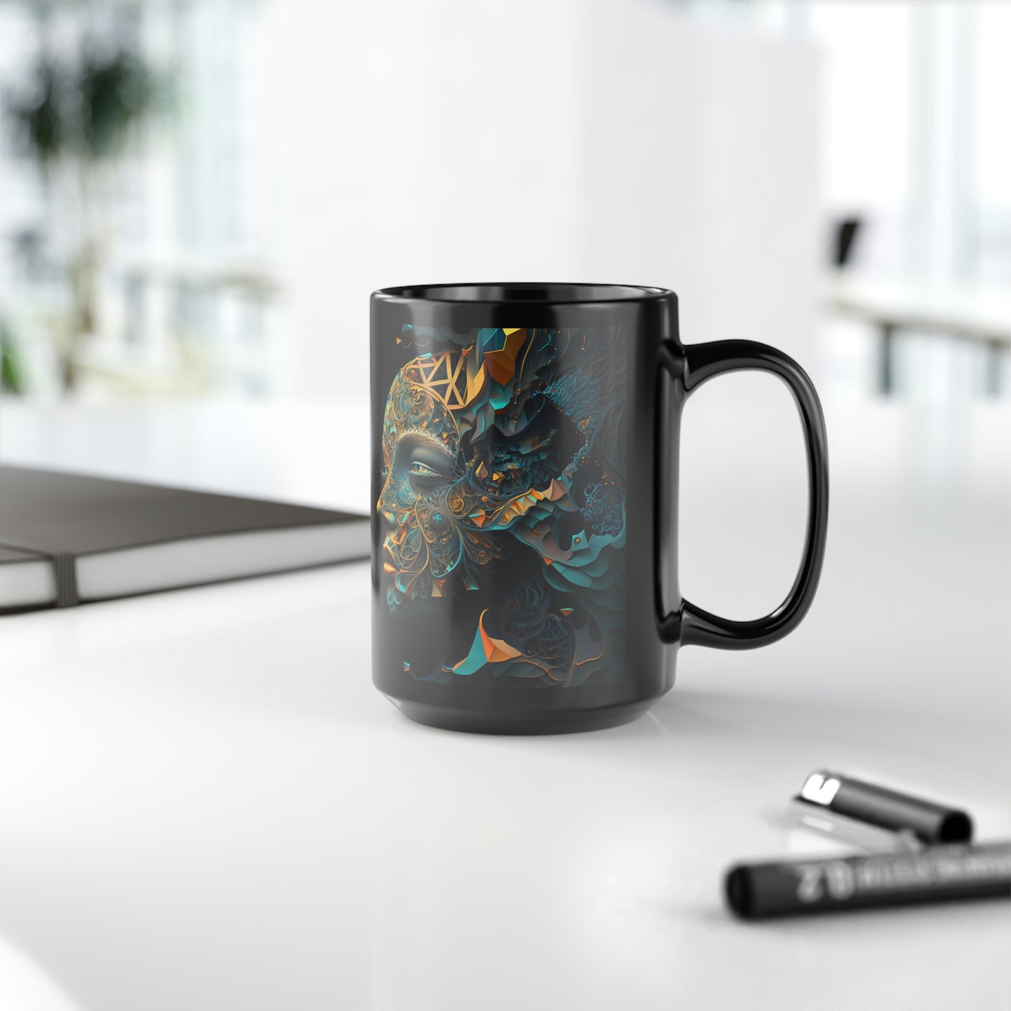 "Question The Nature of Your Reality" Black Mug, 15oz