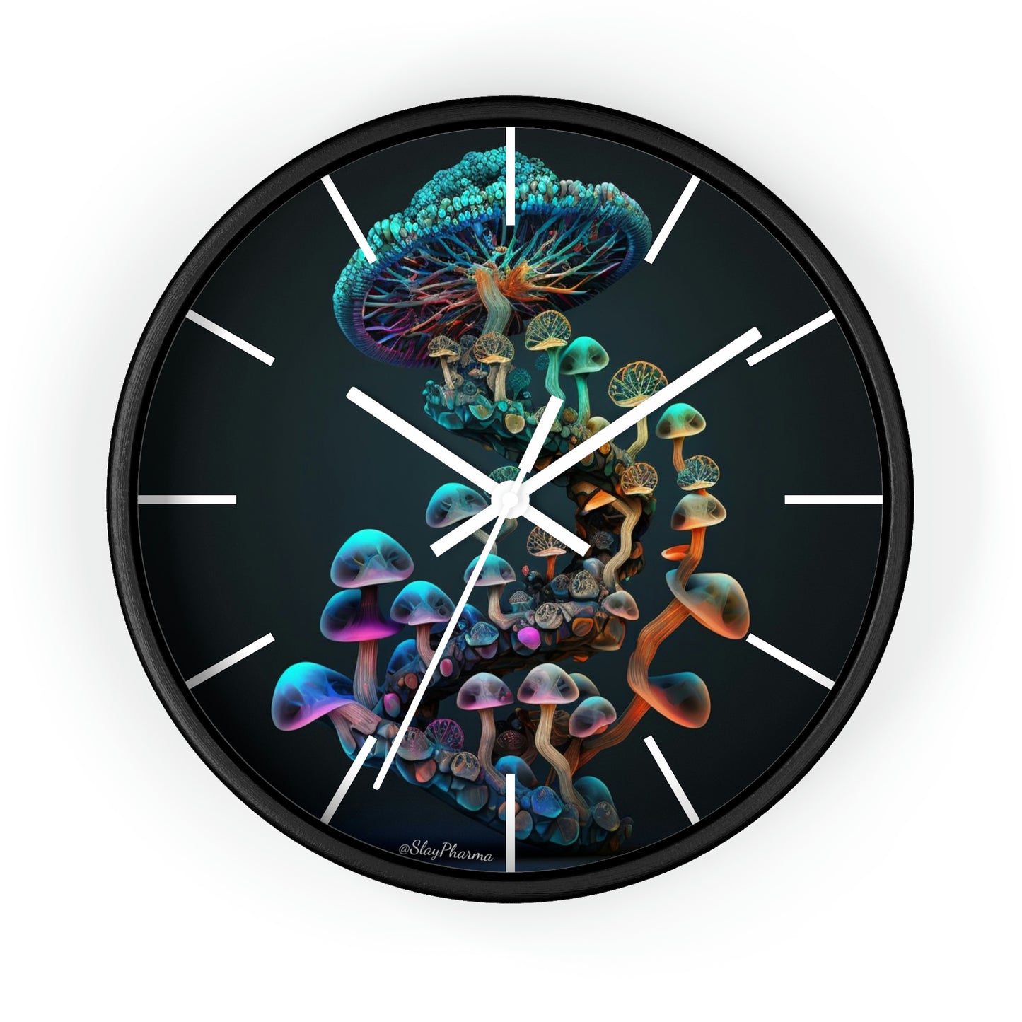 Infinite Mushroom DNA Wall Clock #3 w/ lines