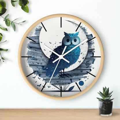 Wise Owl Wall Clock w/ lines