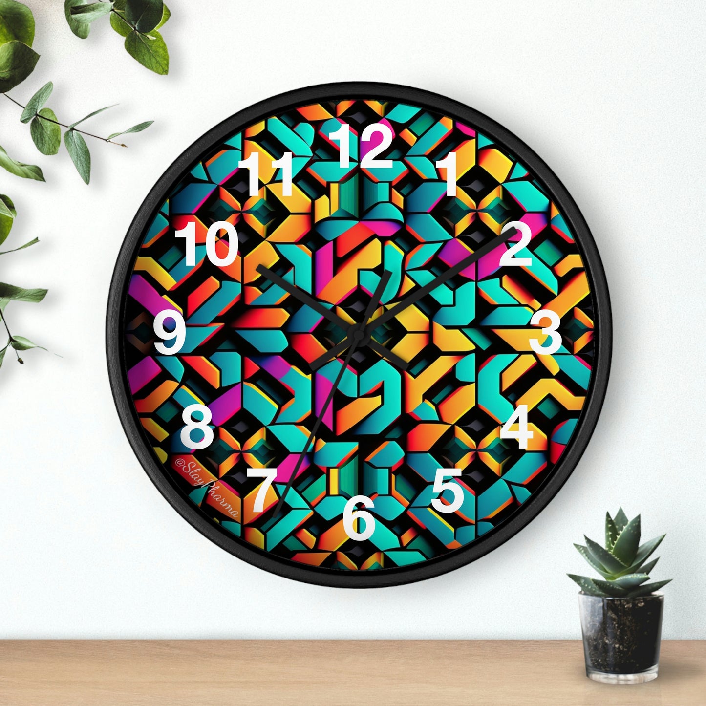 Geometric Wall Clock #2 w/ numbers