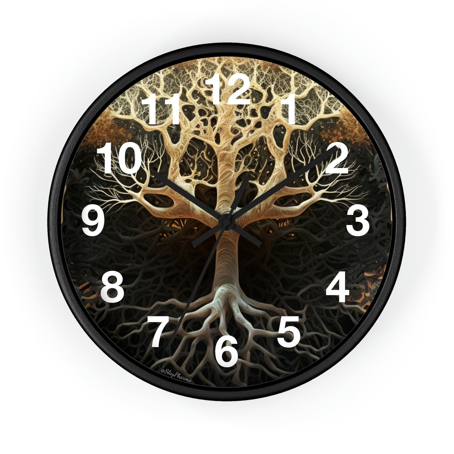 Mycelium Tree Roots Wall Clock w/ numbers