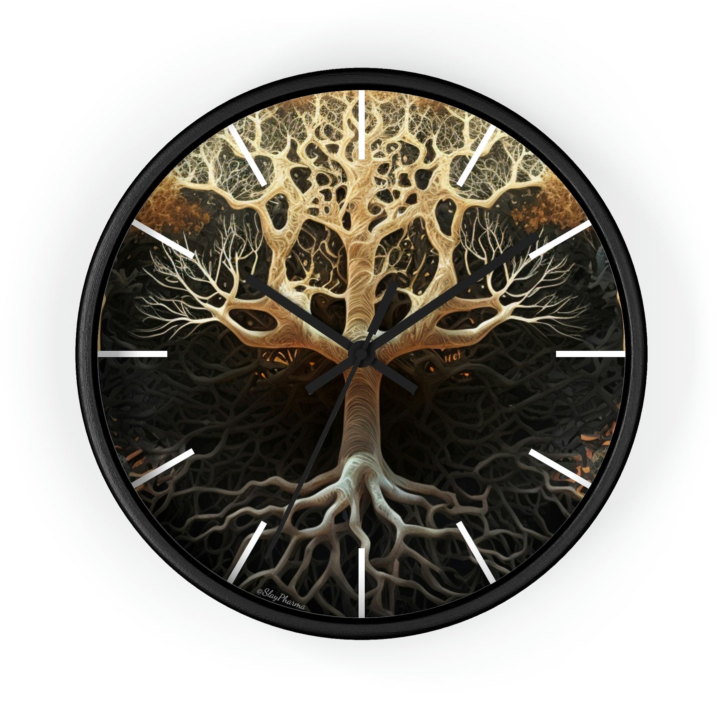 Mycelium Tree Roots Wall Clock w/ lines