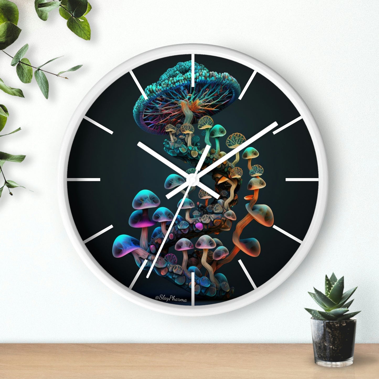 Infinite Mushroom DNA Wall Clock #3 w/ lines