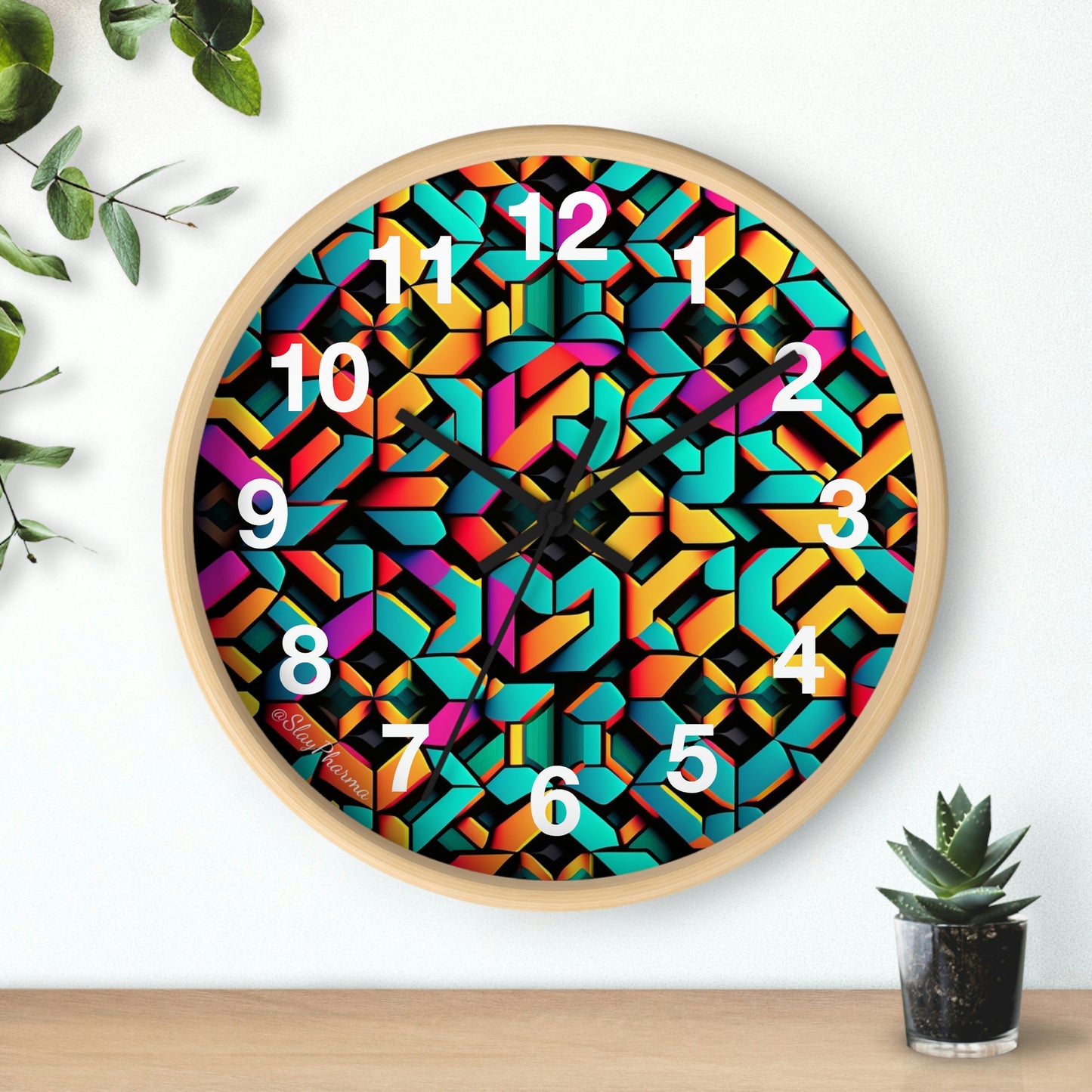 Geometric Wall Clock #2 w/ numbers