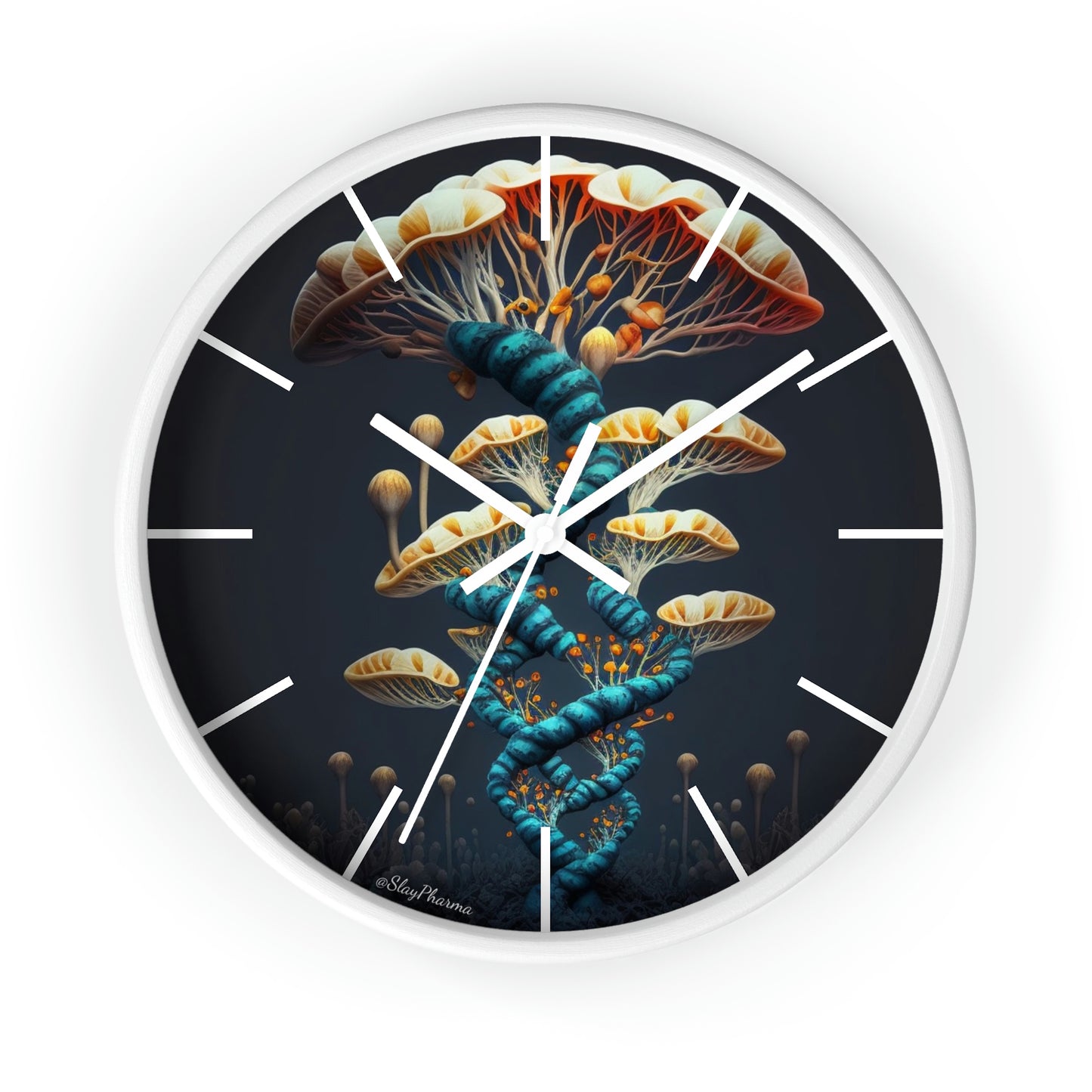 Infinite Mushroom DNA Wall Clock w/ lines