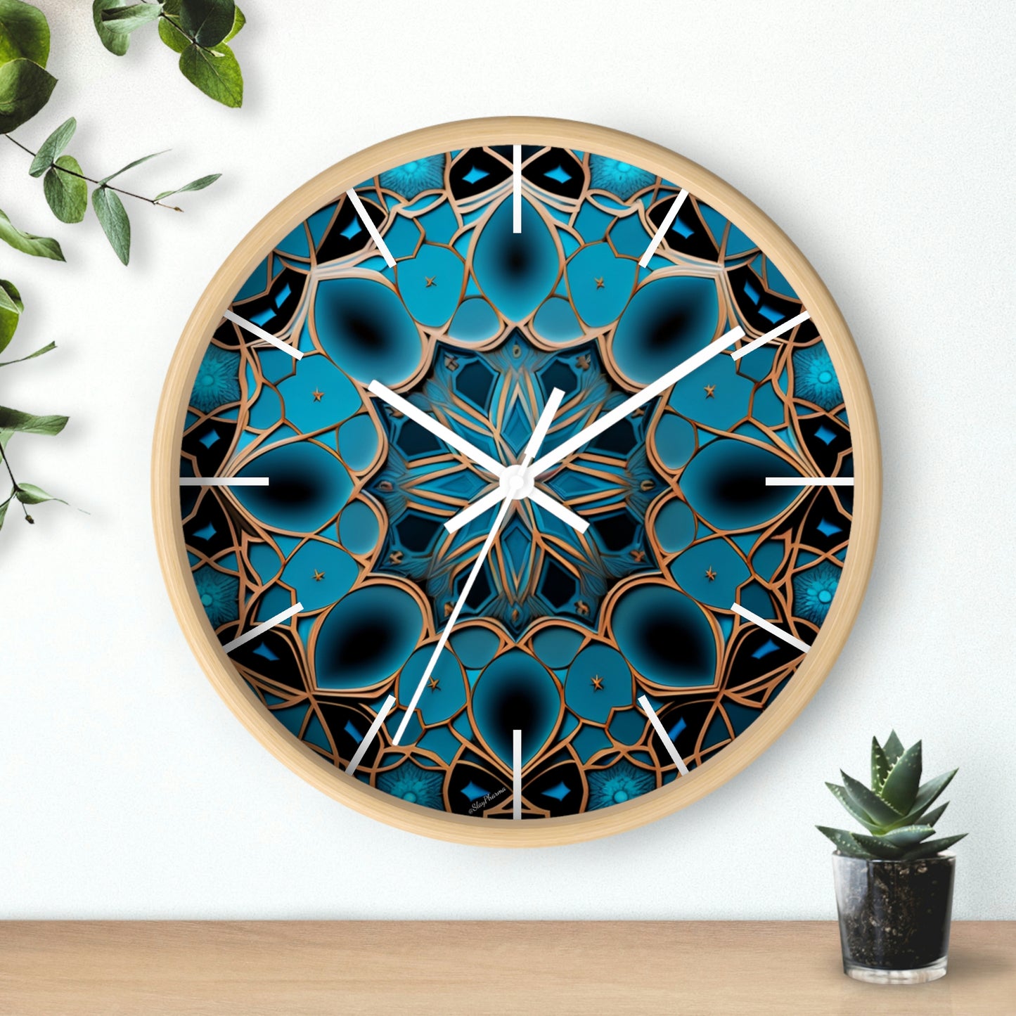 Muqarnas pattern Wall Clock #2 w/ lines