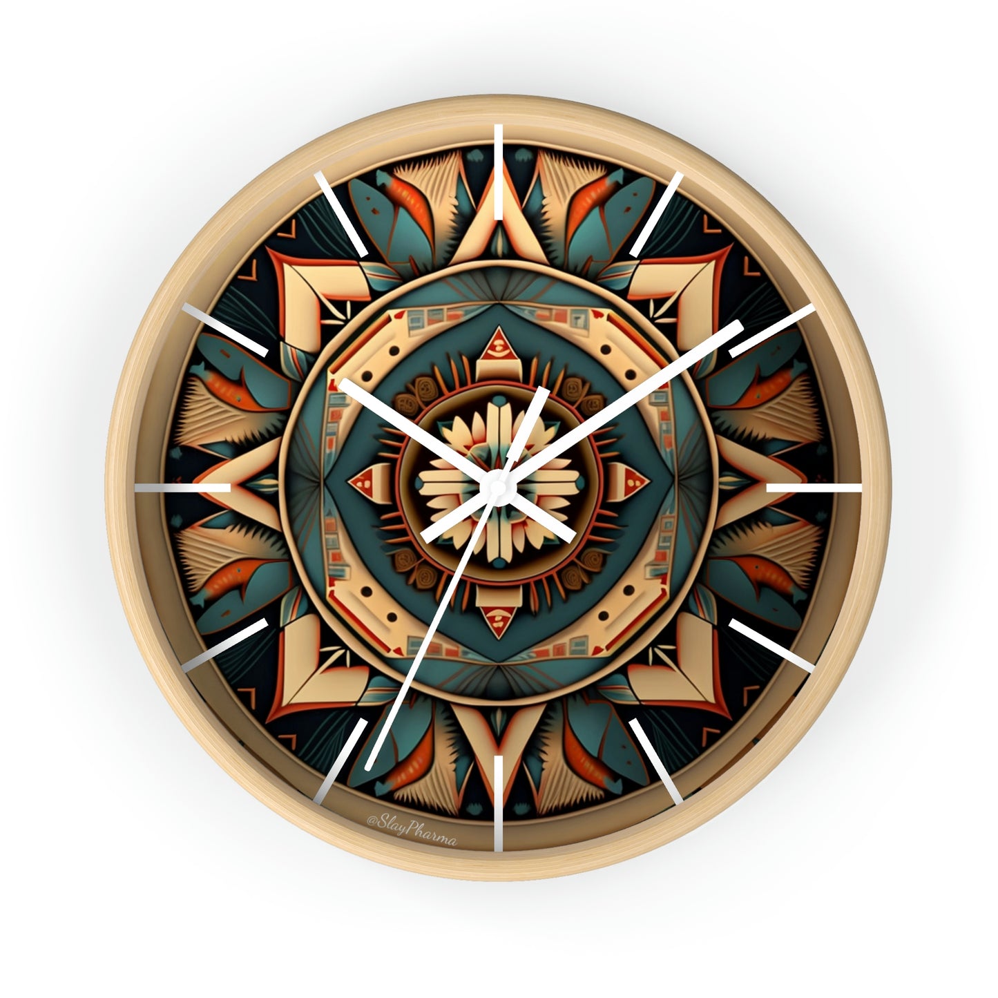 Native American pattern Wall Clock #1w/ lines