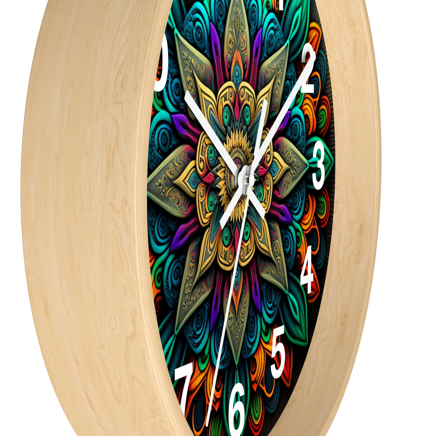 Mandala pattern Wall Clock #2 w/ numbers