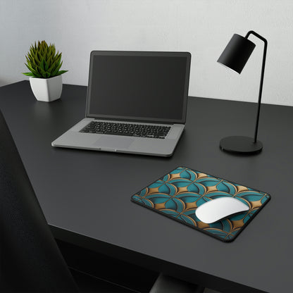 Green and Gold Scallop Pattern Mouse Pad