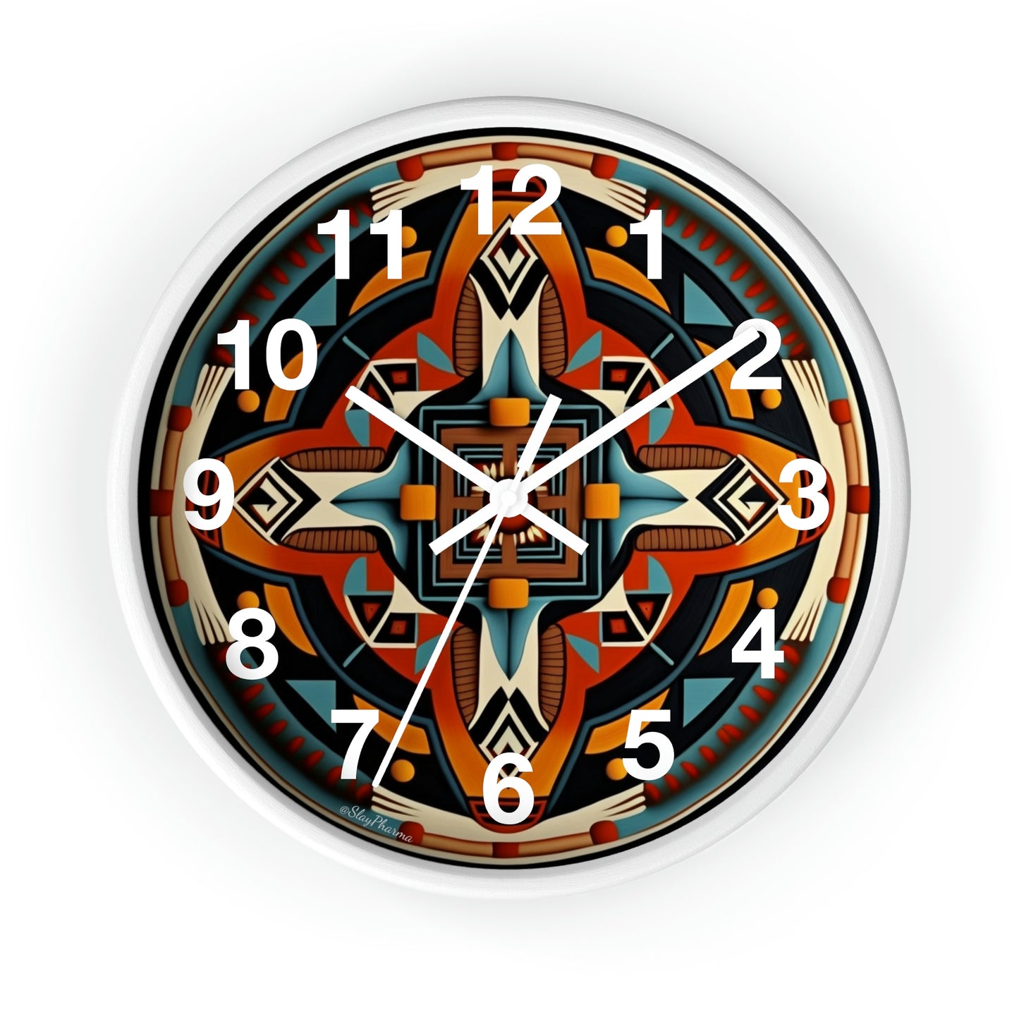 Native American pattern Wall Clock #5 w/ numbers