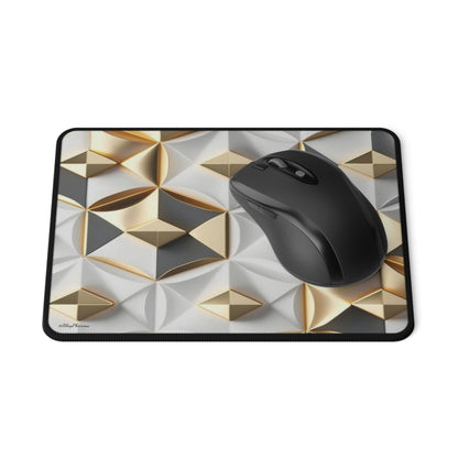 White and Gold Geometric Pattern Mouse Pad #2