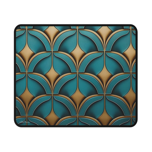 Green and Gold Scallop Pattern Mouse Pad